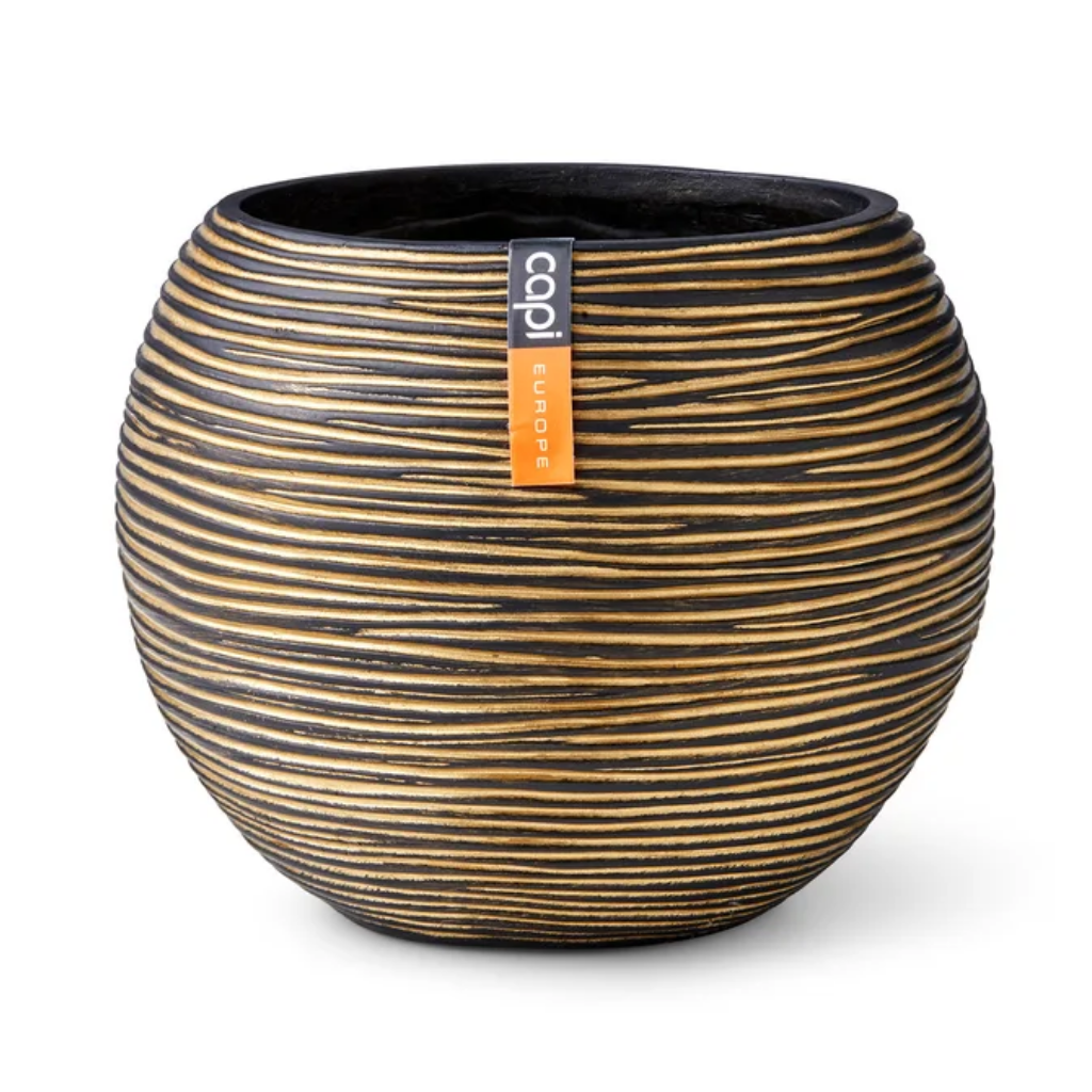 Capi Europe Bloempot Rib Zwart Goud 14 x 13 cm