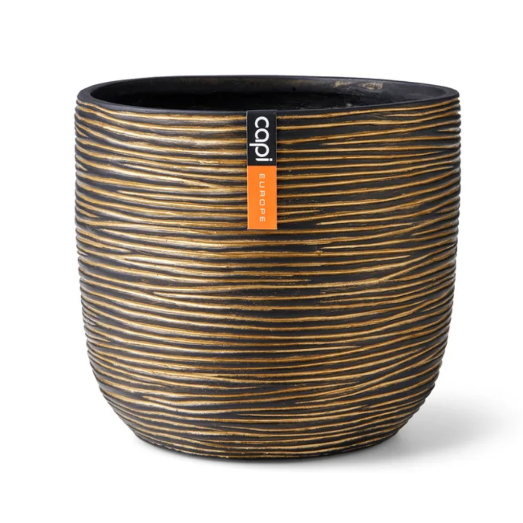 Capi Europe Bloempot Rib Zwart Goud 24 x 21 cm