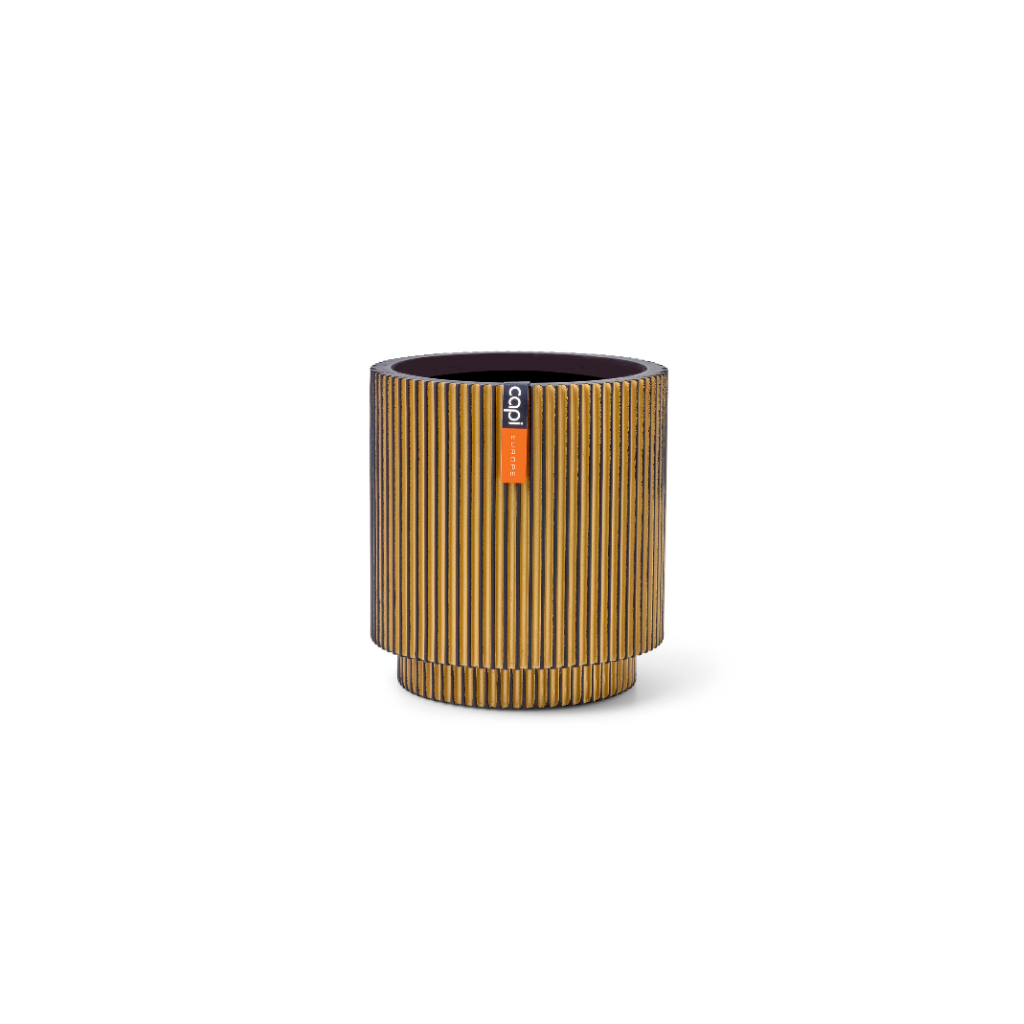 Capi Europe Vaas cilinder Groove zwart goud 15 x 15 x 17 cm
