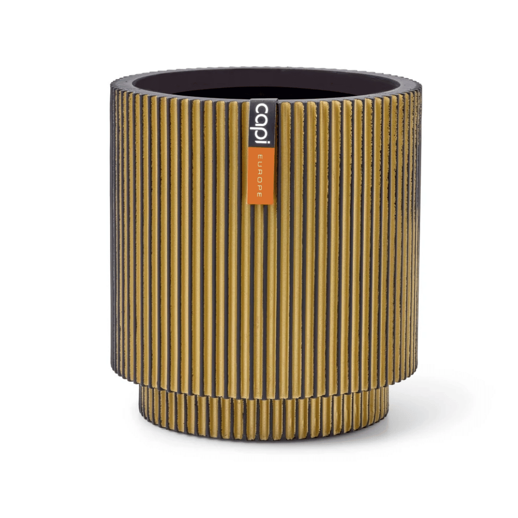 Capi Europe Vaas cilinder Groove zwart goud 23 x 23 x 25 cm