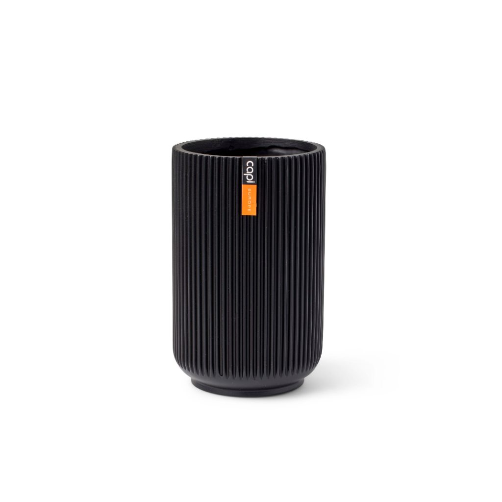 Capi Europe Vaas hoog Groove zwart 17 x 17 x 27 cm