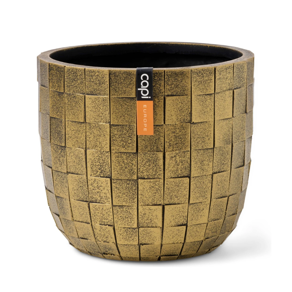 Capi Europe Bloempot Blocks Zwart Goud 24 x 21 cm