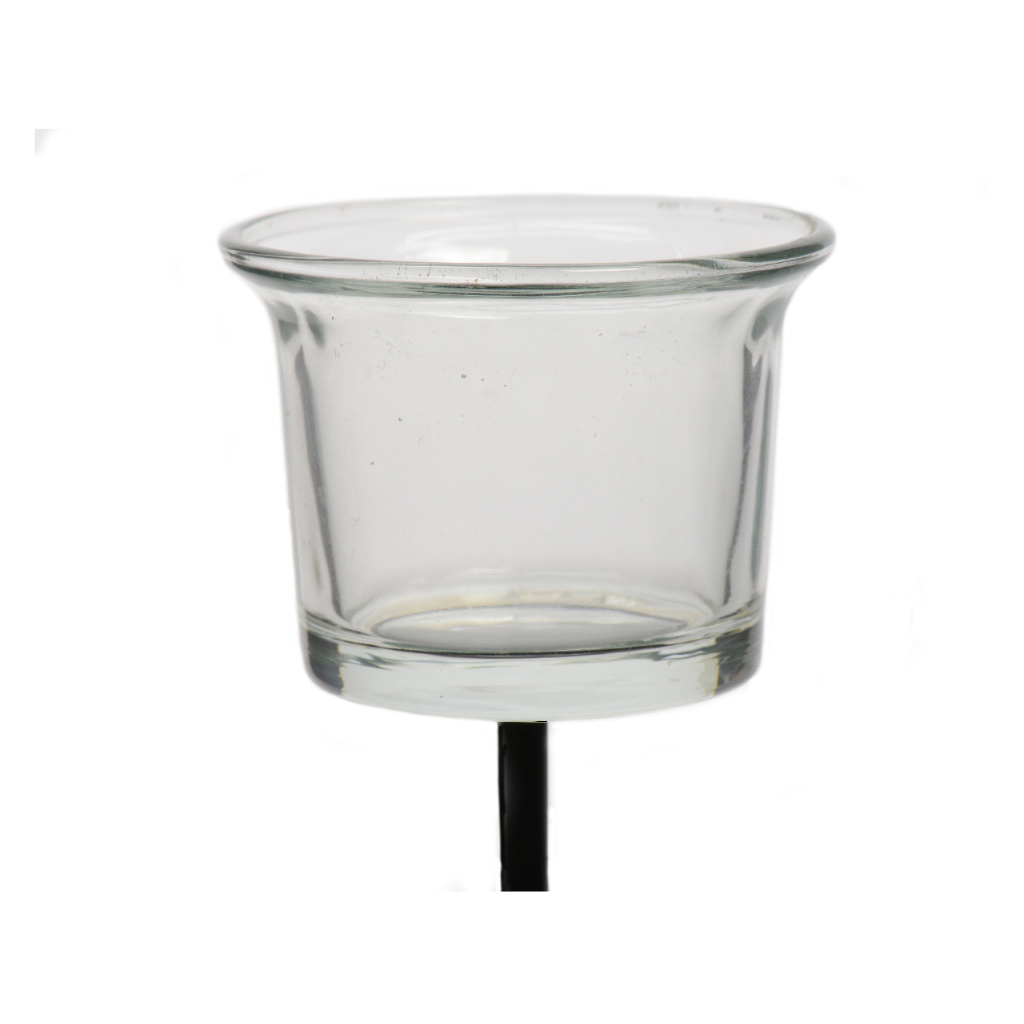 Decoris waxinelichthouder met pin transparant 6 x 10 cm