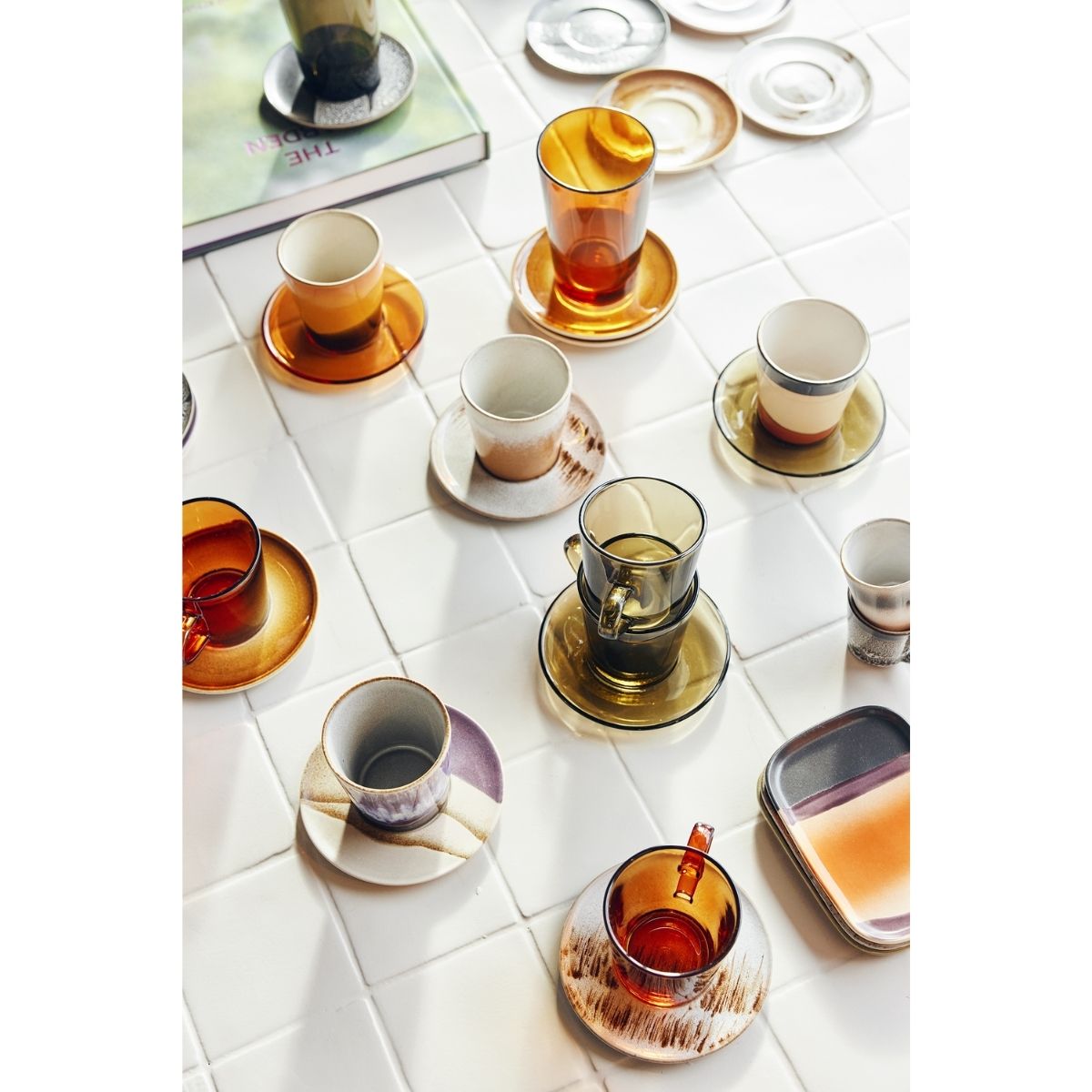 HKliving Koffieglazen 70's Glassware Mud Brown 4 stuks 0.23 L