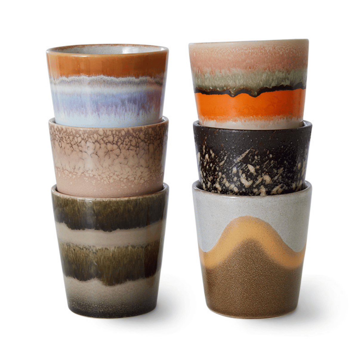 HKliving Koffiekopje 70's Ceramics Elements 6 stuks 0.23 L