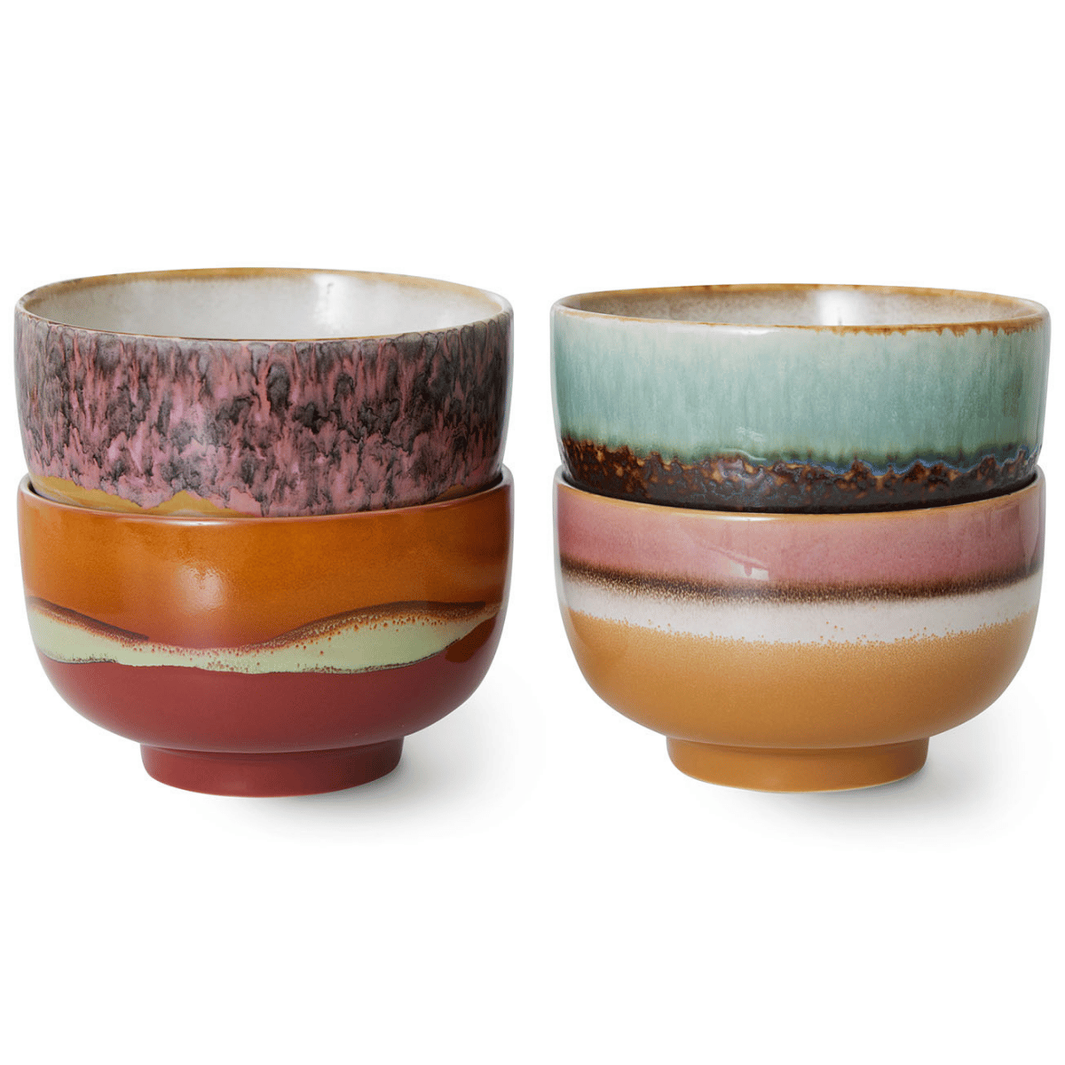 HKliving Noodlekom 70's Ceramics Geyser 4 stuks 13.5 cm