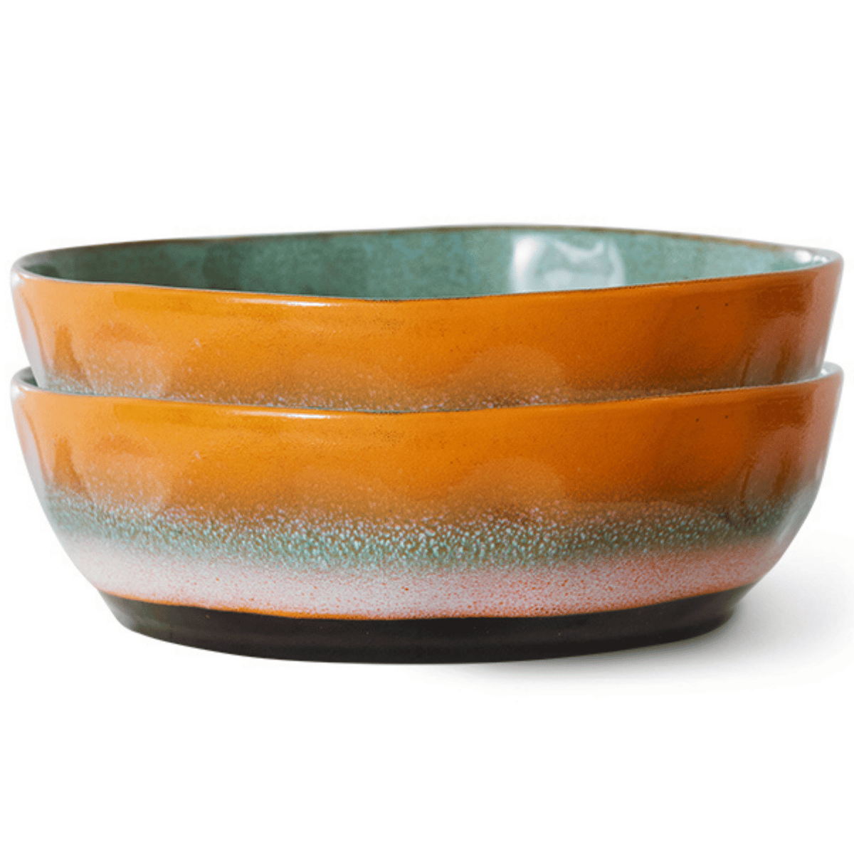 HKliving 70S Ceramics Pasta Bowls, Golden Hour 2 stuks