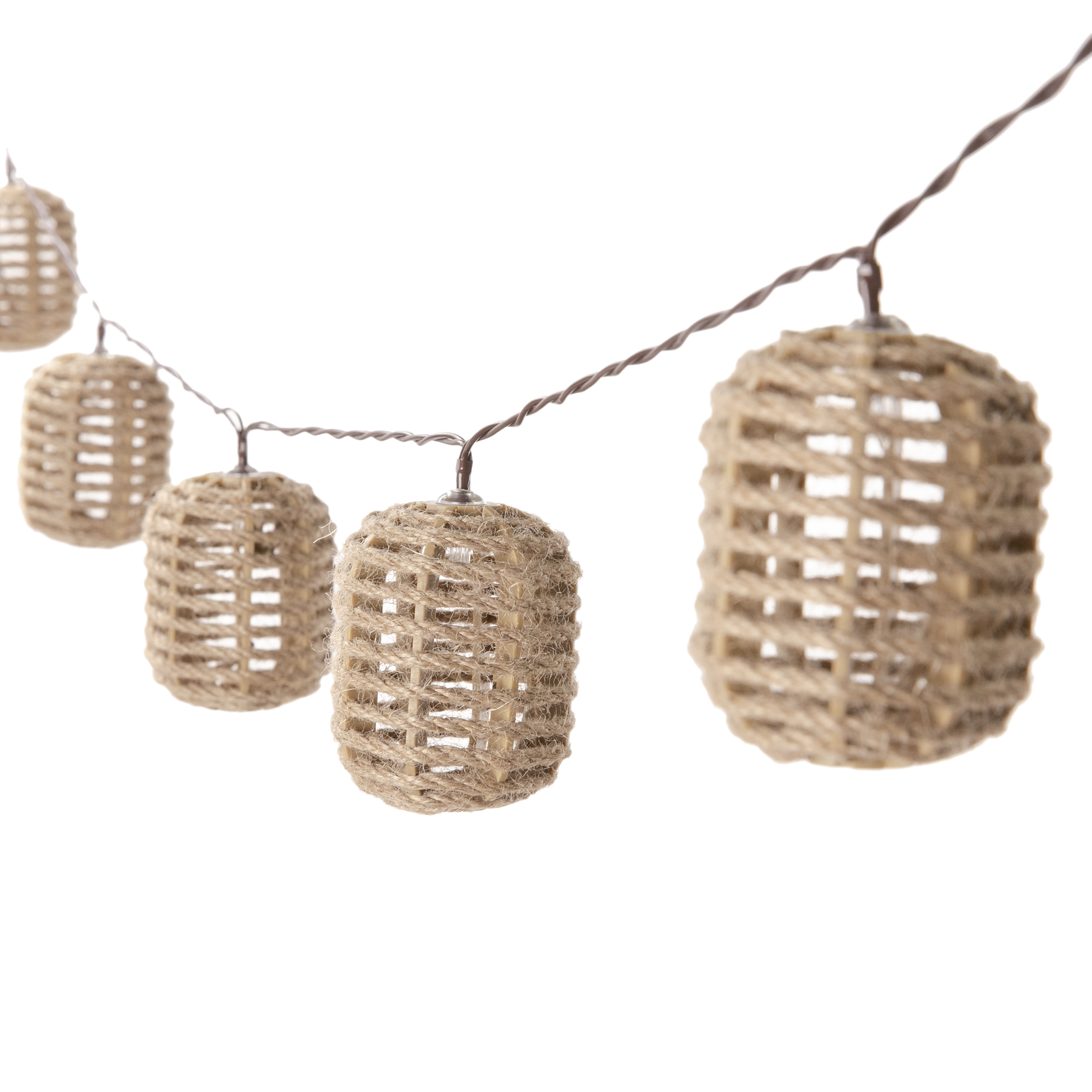 Solar lichtsnoer 10L ovaal hemp natural 5 x7 cm