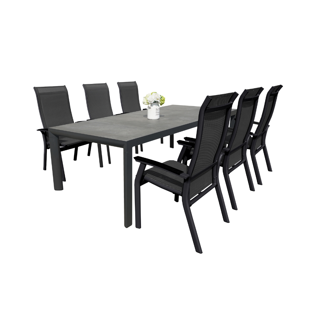 Royal Seasons Diningset 6-zits Porto Antraciet