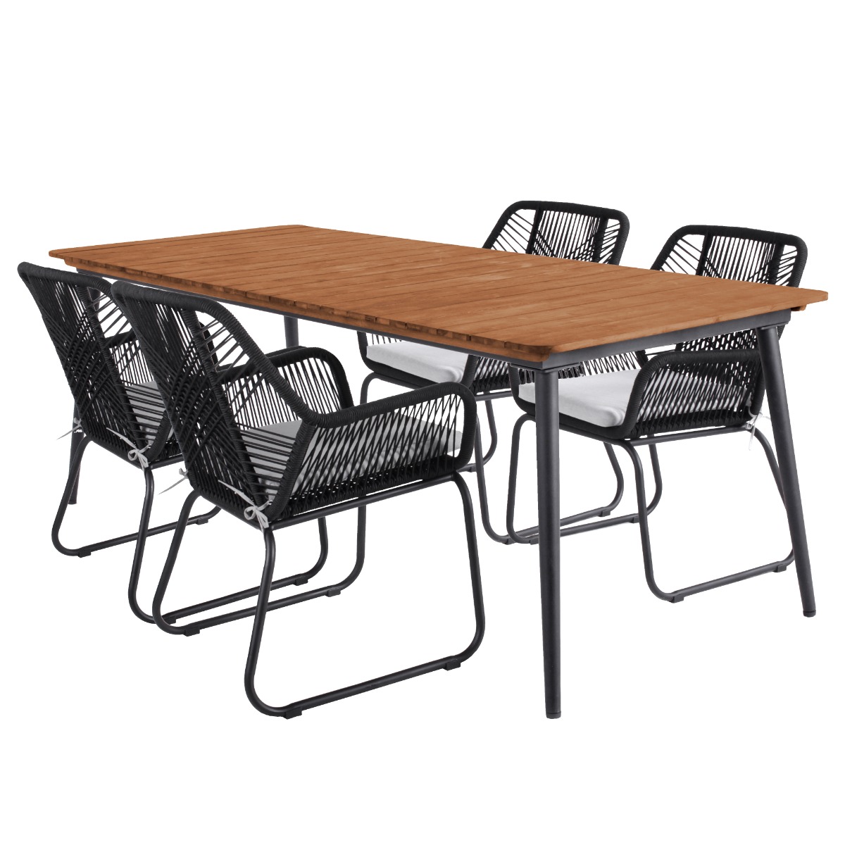 Ease up Diningset 4-zits Napoli Zwart