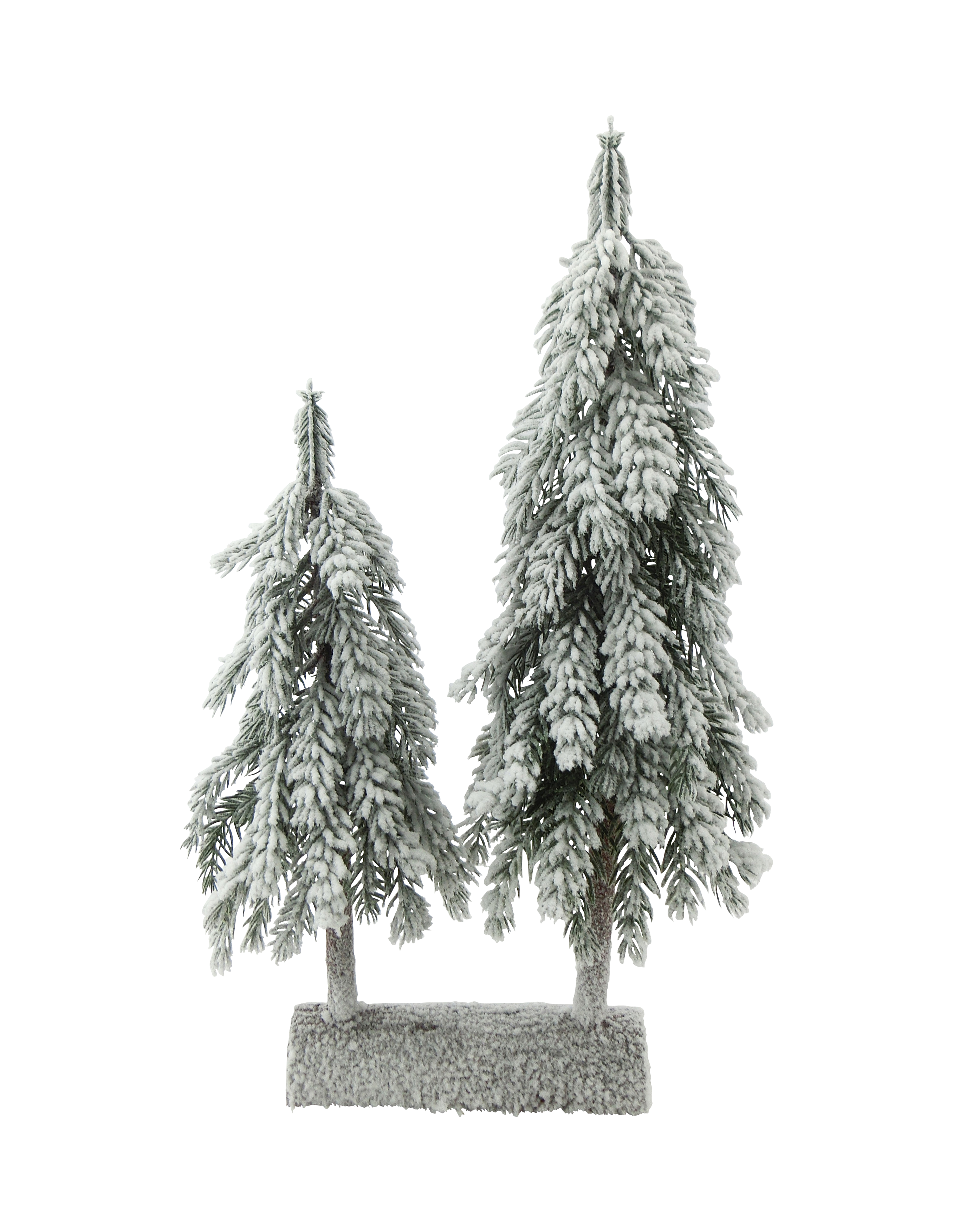 Miniboom duo op stam sneeuwfinish 60 cm
