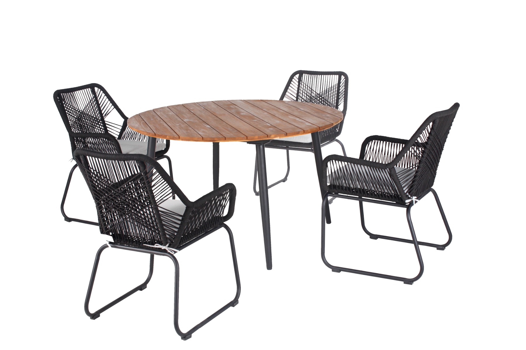Ease up Diningset 4-zits Napoli Zwart