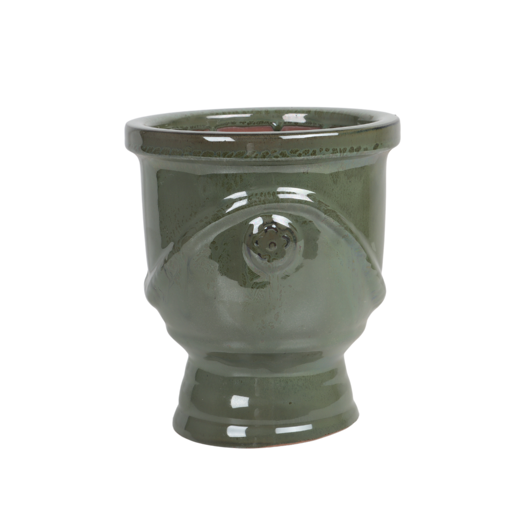 Pot urn koper blauw 16 x 19 cm