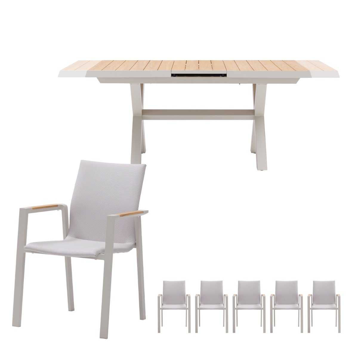 Royal Seasons Uitschuifbare Diningset 6-zits Solare Zand