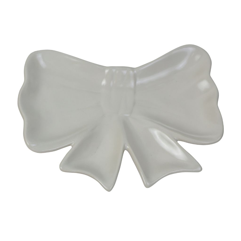 Schaaltje strik white 14.5 x 11 cm