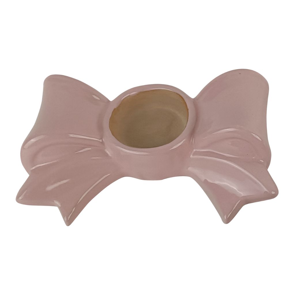 Waxinelichthouder strik pink 15 x 9 x 4.5 cm