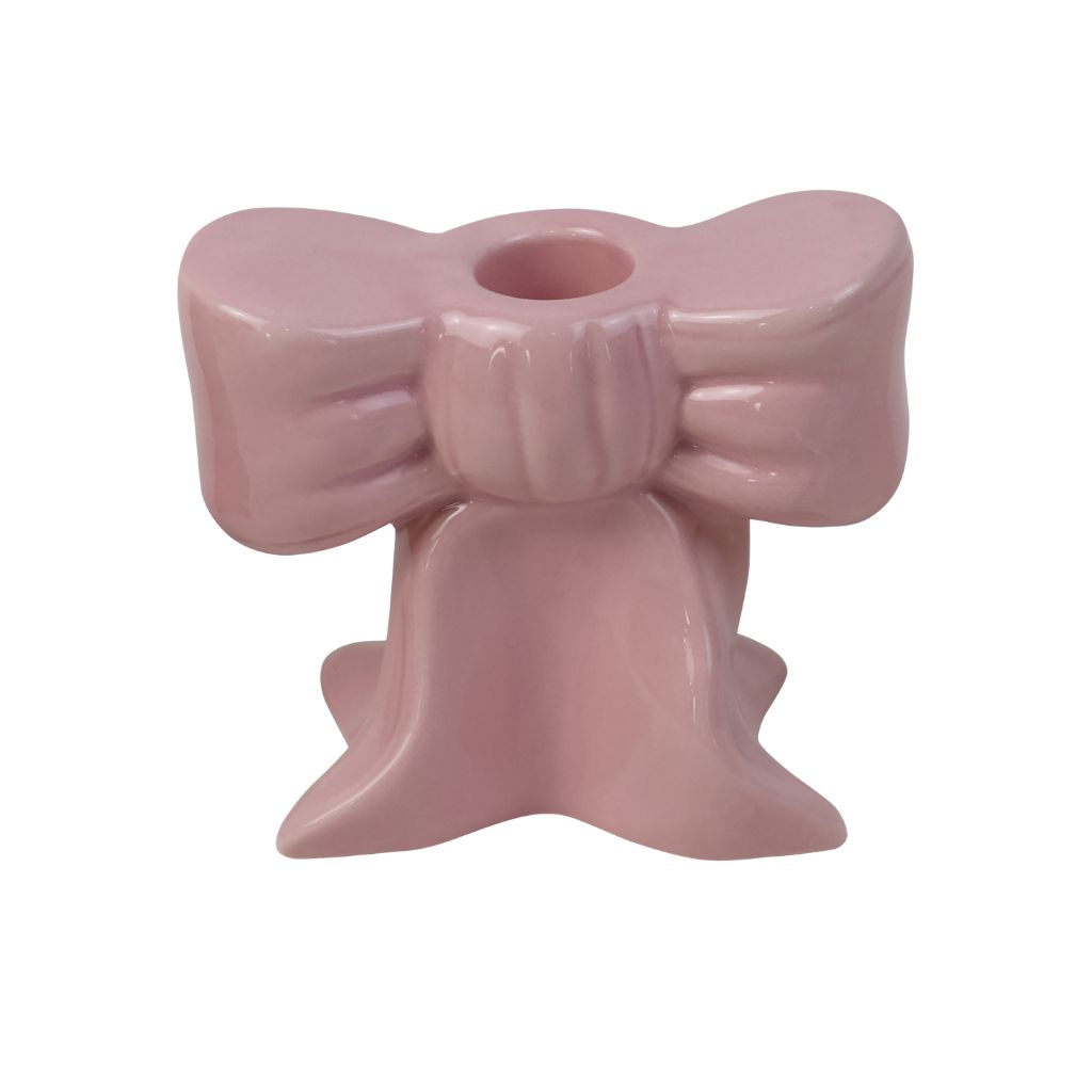 Kandelaar strik pink 10.5 x 9.5 x 10 cm