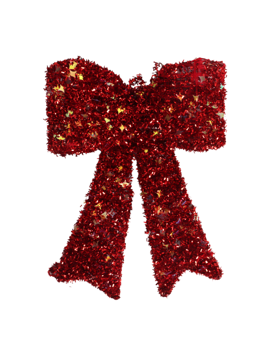 Strik glitter 10 LED lampjes rood 18 x 23 cm