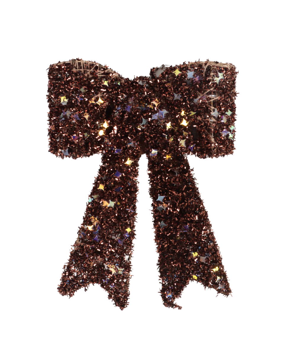 Strik glitter 10 LED lampjes bruin 18 x 23 cm