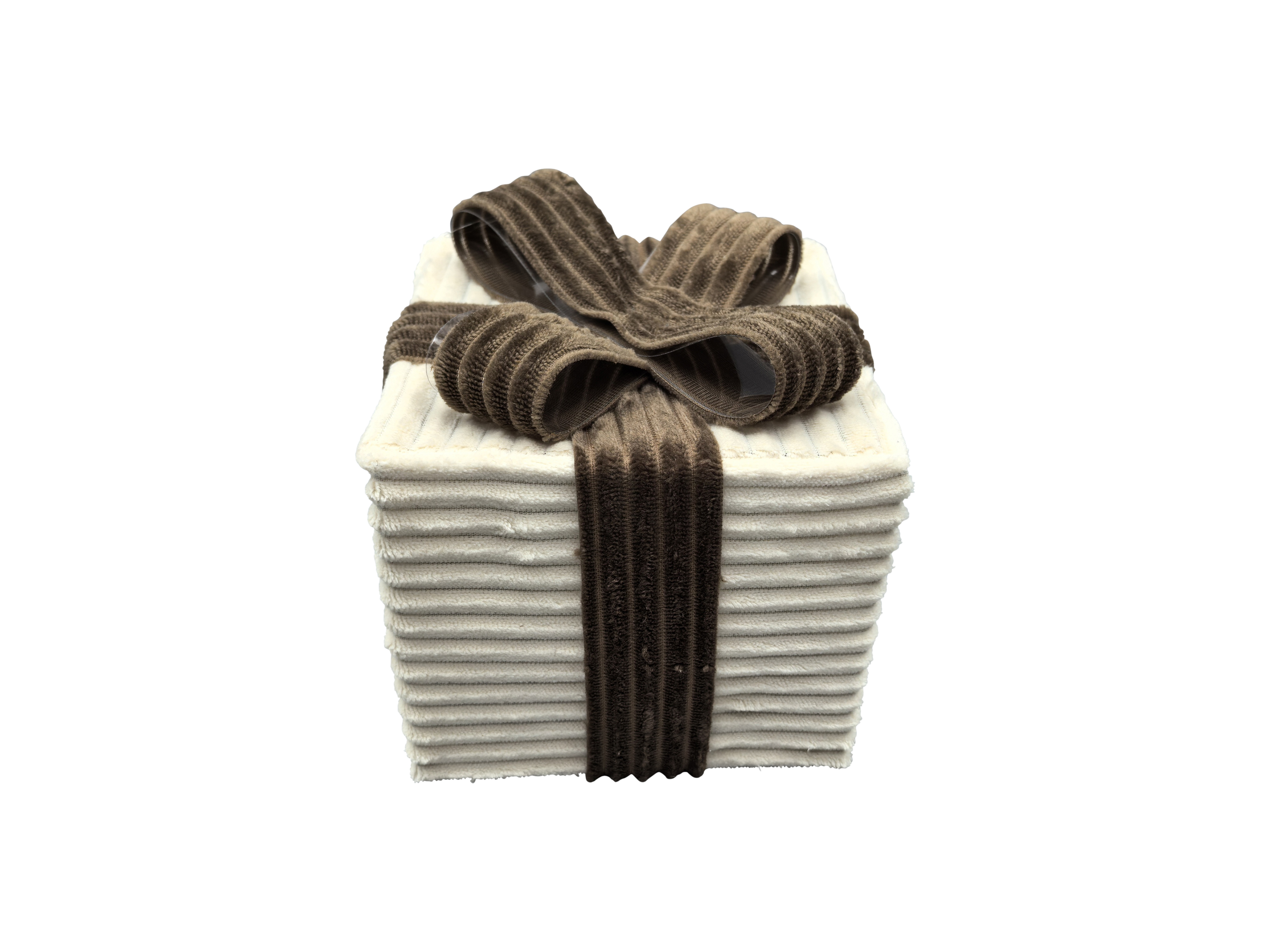 Giftbox rib beige brown S 15 x 15 x 20 cm