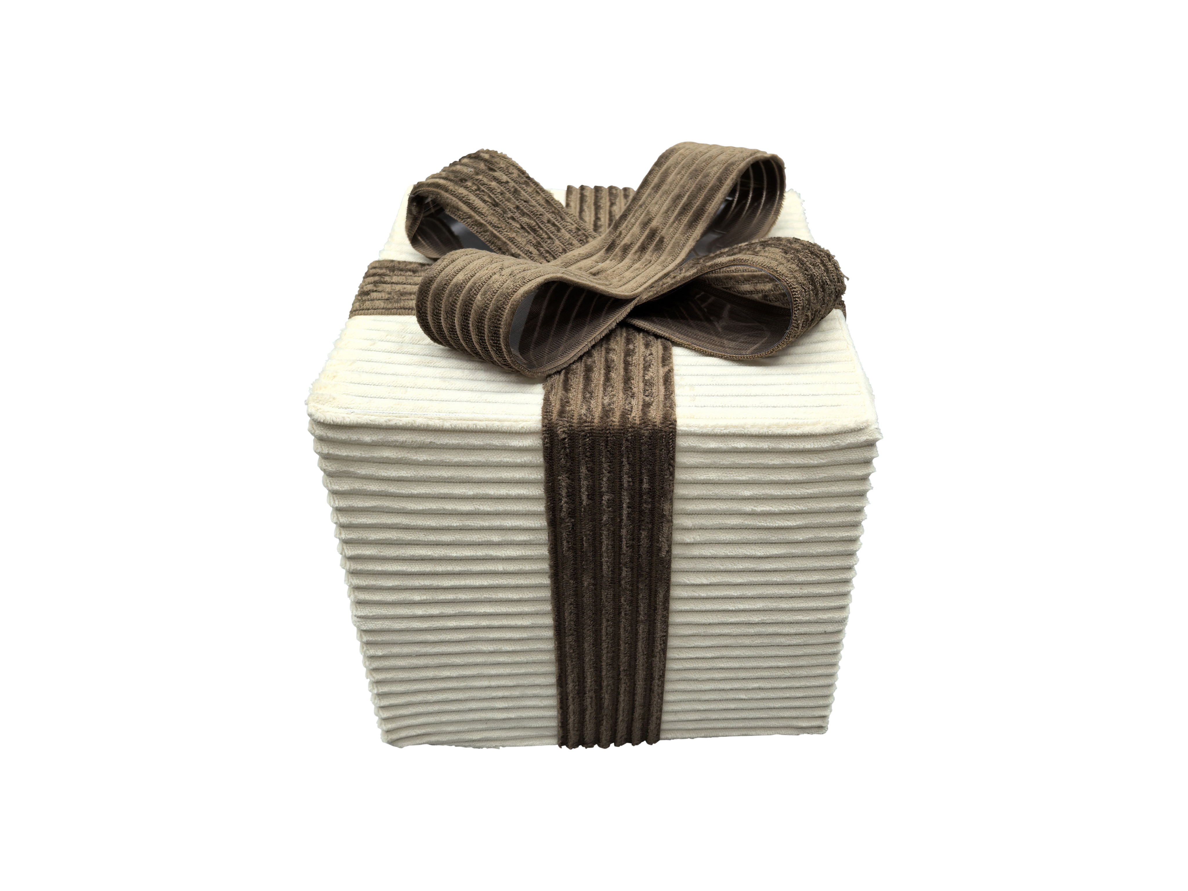 Giftbox rib beige brown L 25 x 25 x 30 cm