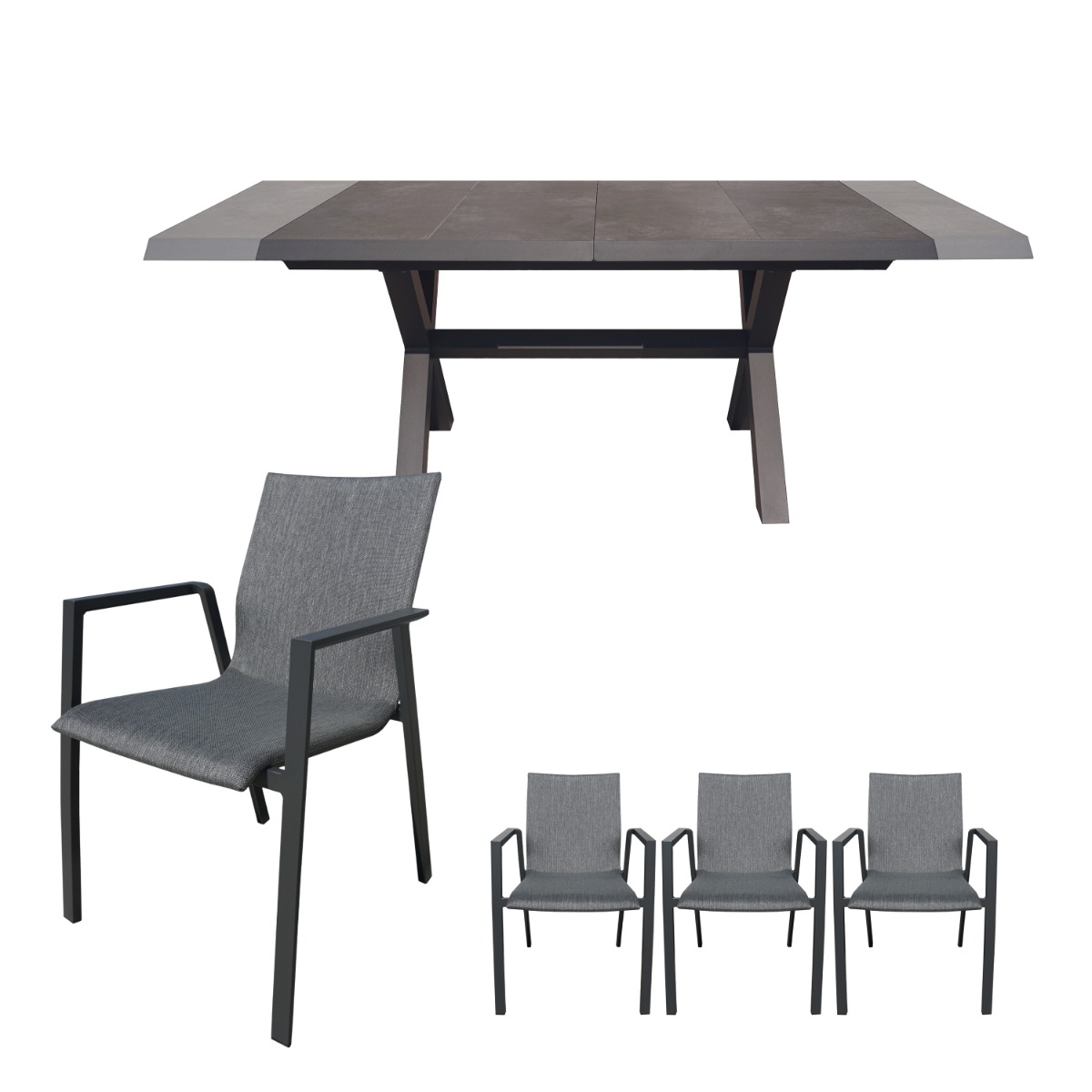 Royal Seasons Uitschuifbare Diningset 6-zits Alora Antraciet