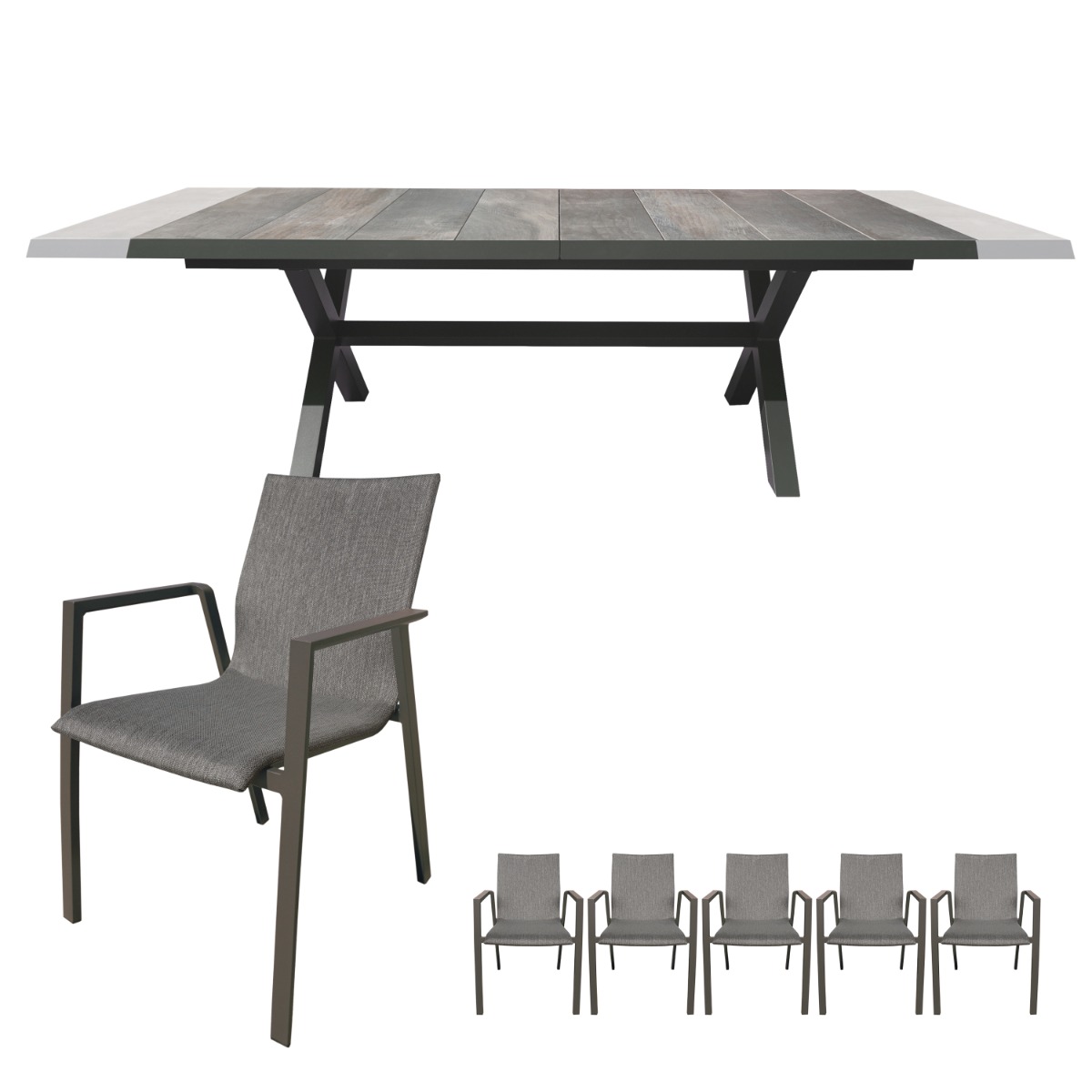 Royal Seasons Uitschuifbare Diningset 8-zits Sevilla Antraciet