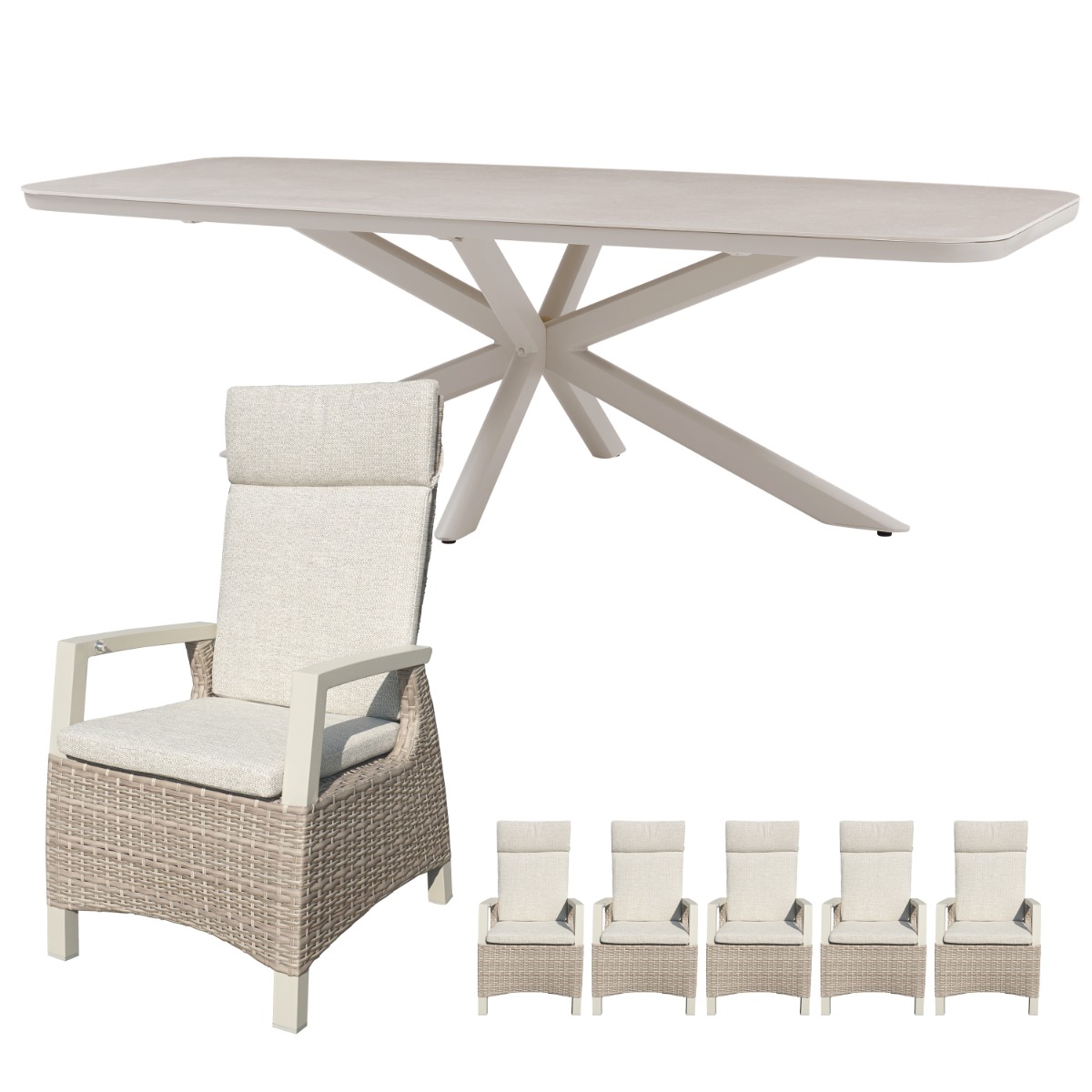 Royal Seasons Diningset 6-zits Athene Naturel