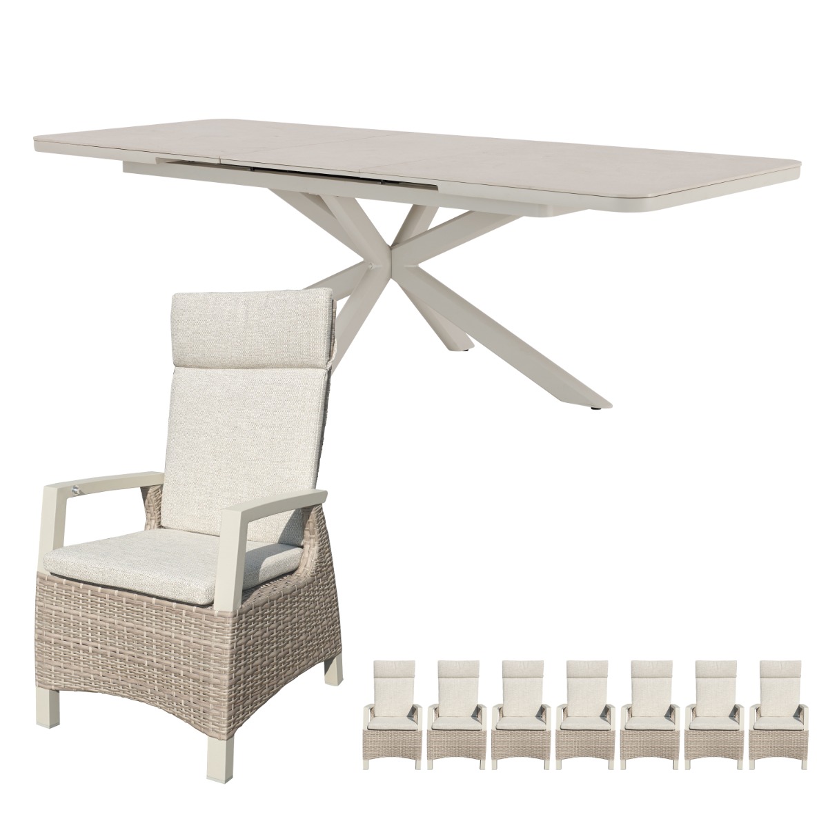 Royal Seasons Diningset 8-zits Athene Naturel