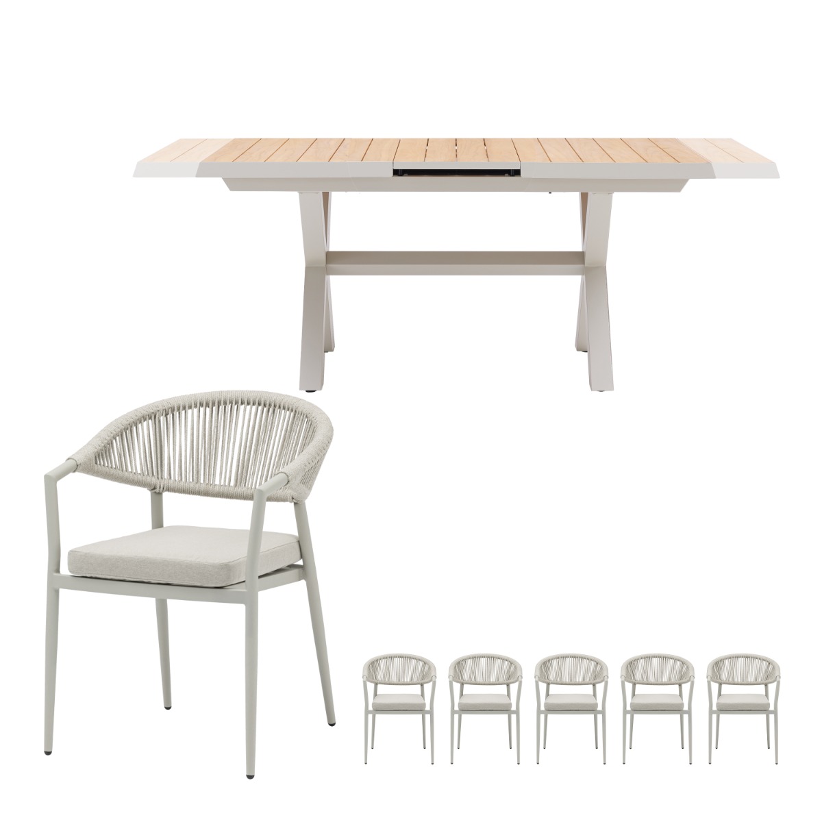 Royal Seasons Uitschuifbare Diningset 6-zits Bo Zand