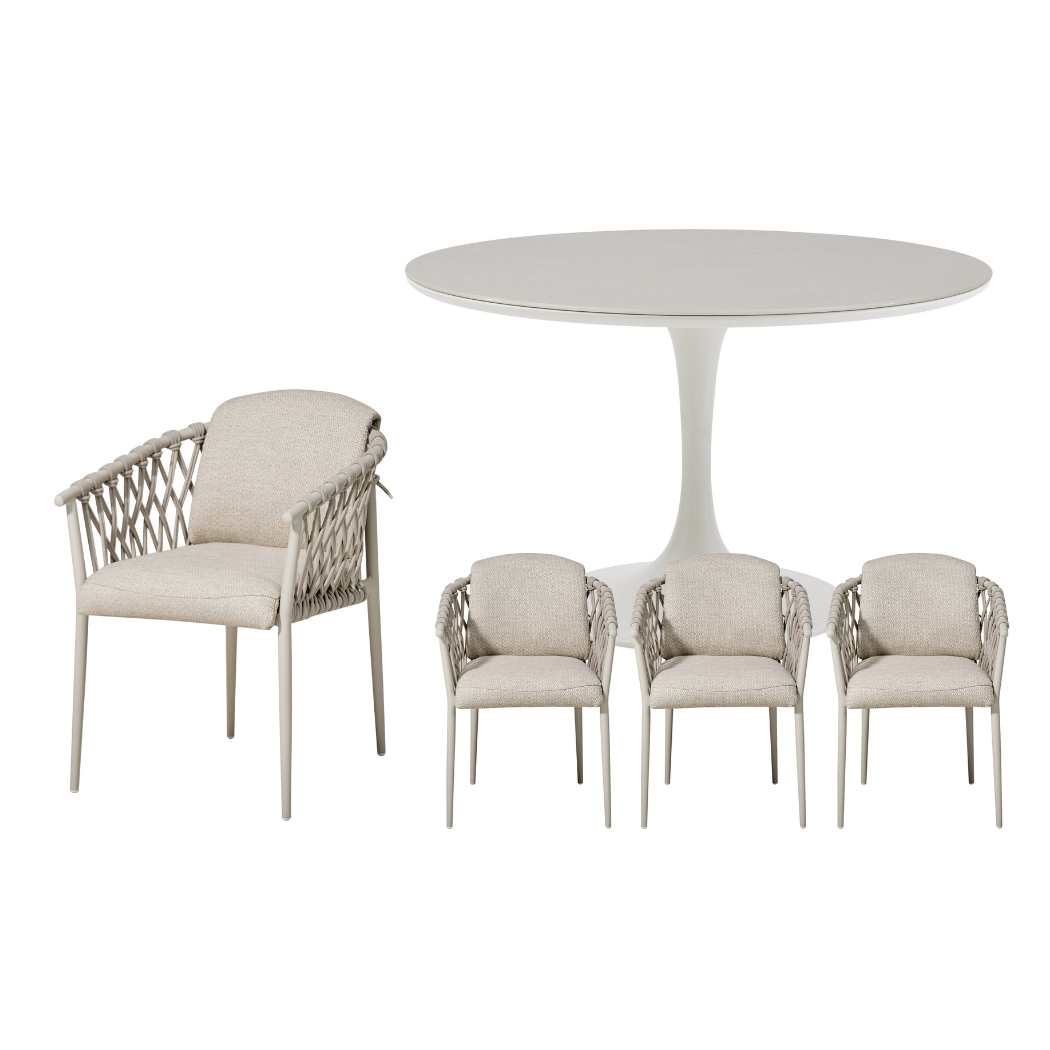 Royal Seasons Diningset 4-zits Miami Rond Zand