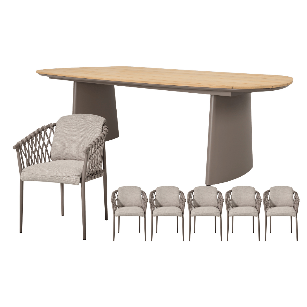 Royal Seasons Miami 6st + 220cm Bakoe tafel espresso