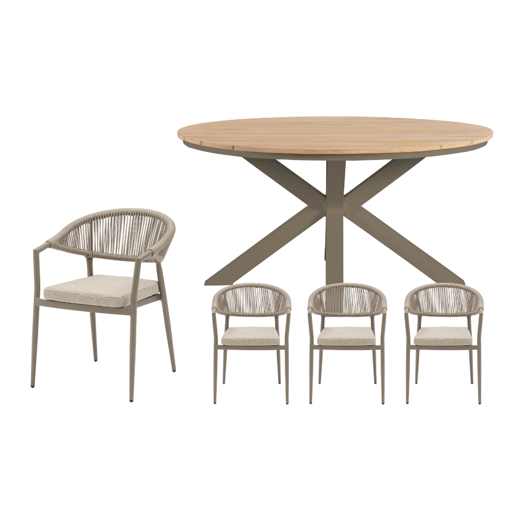 Royal Seasons Diningset 4-zits Bo Rond Espresso