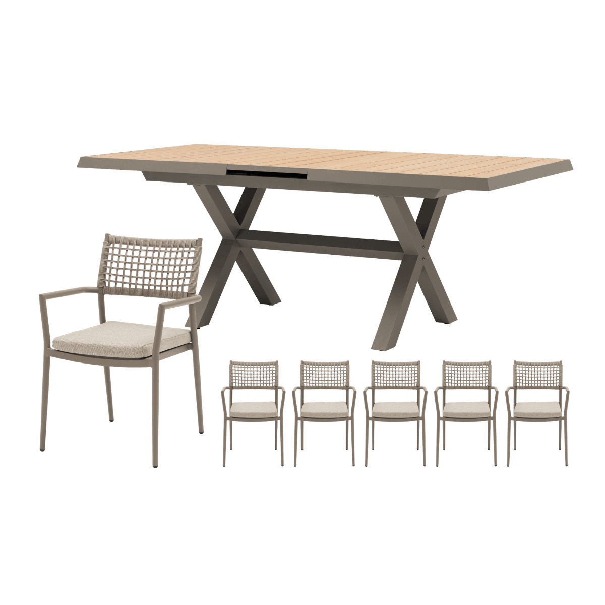 Royal Seasons Diningset 6-zits Liv Uitschuifbaar Espresso