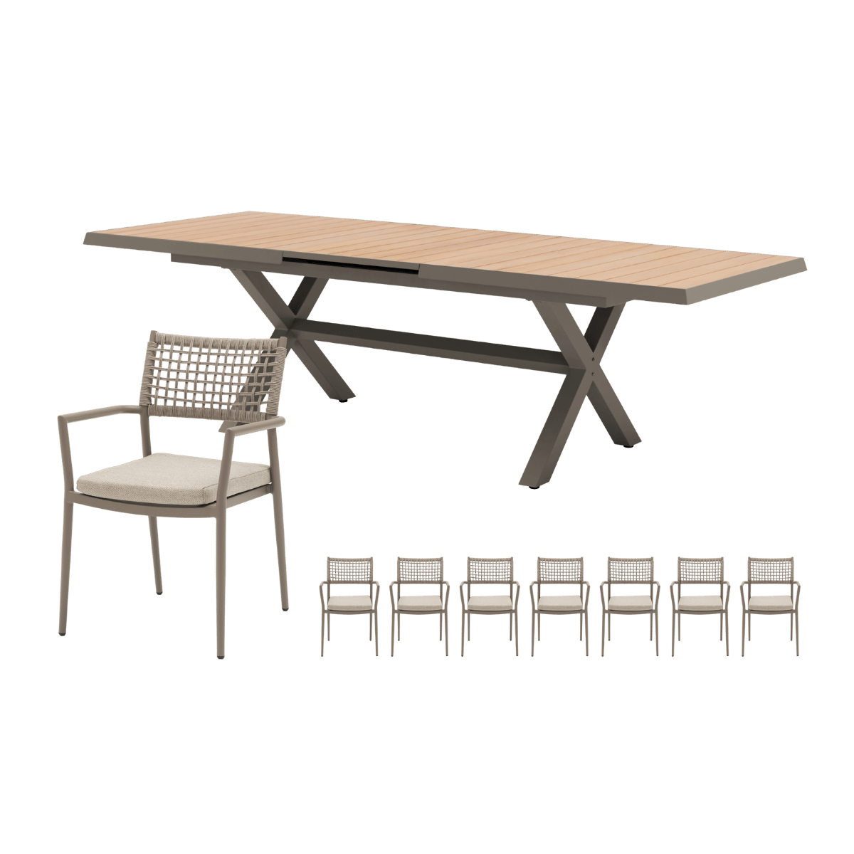 Royal Seasons Diningset 8-zits Liv Uitschuifbaar Espresso