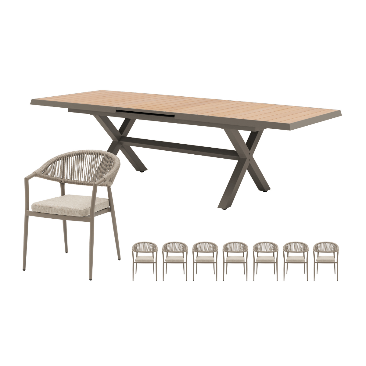 Royal Seasons Diningset 8-zits Bo Uitschuifbaar Espresso