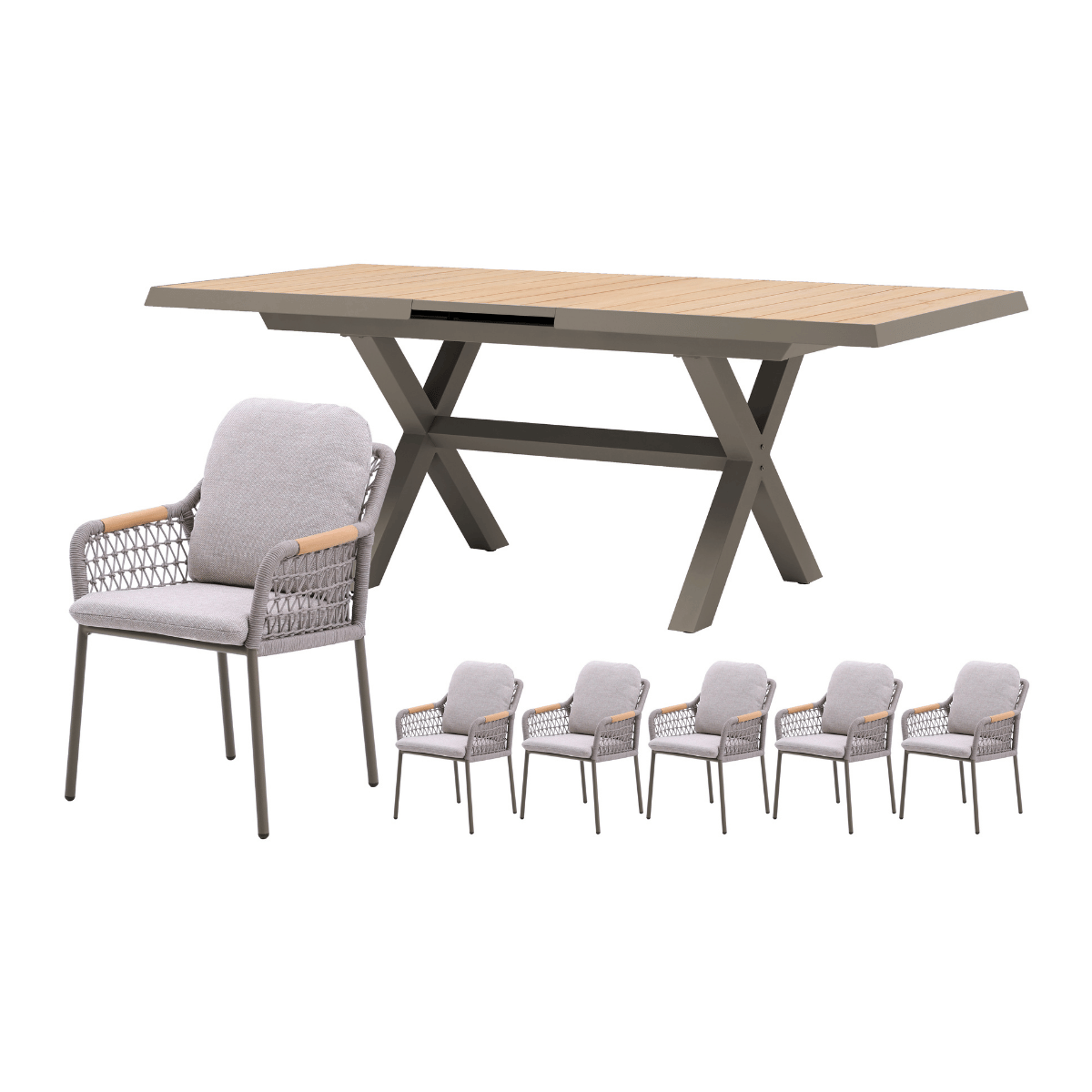 Royal Seasons Diningset 6-zits Bari Uitschuifbaar Espresso
