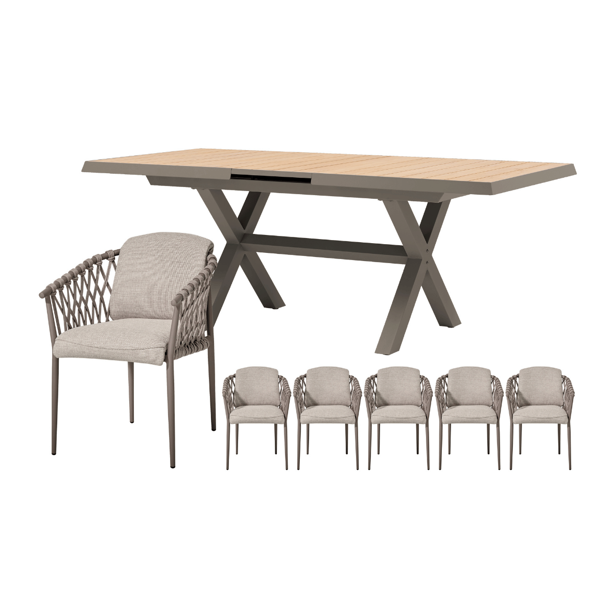 Royal Seasons Diningset 6-zits Miami Uitschuifbaar Espresso