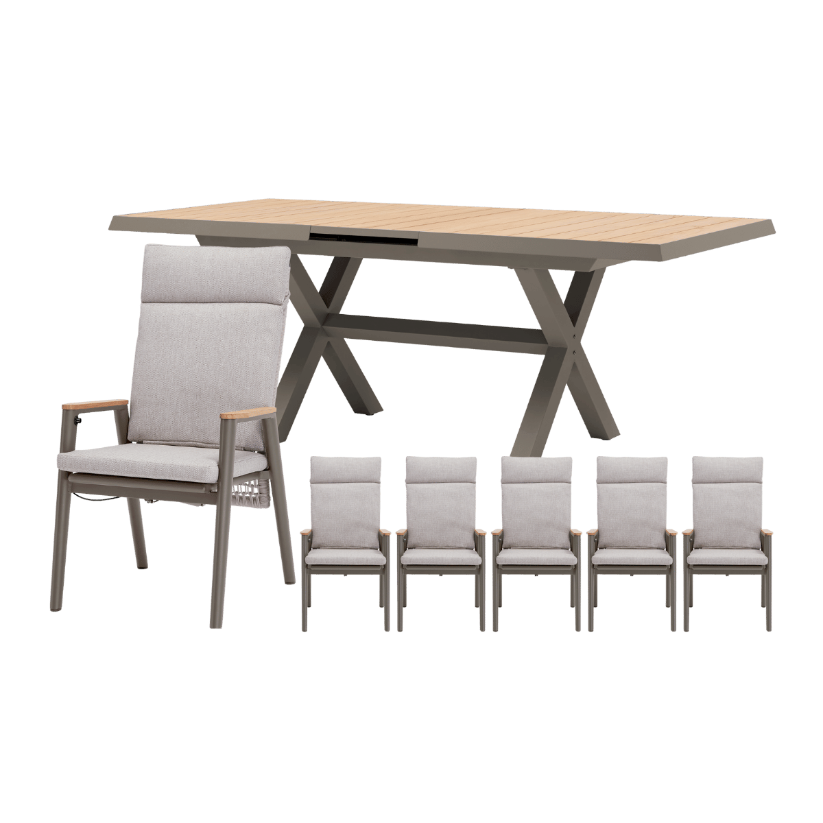 Royal Seasons Diningset 6-zits Portland Hoog Uitschuifbaar Espresso