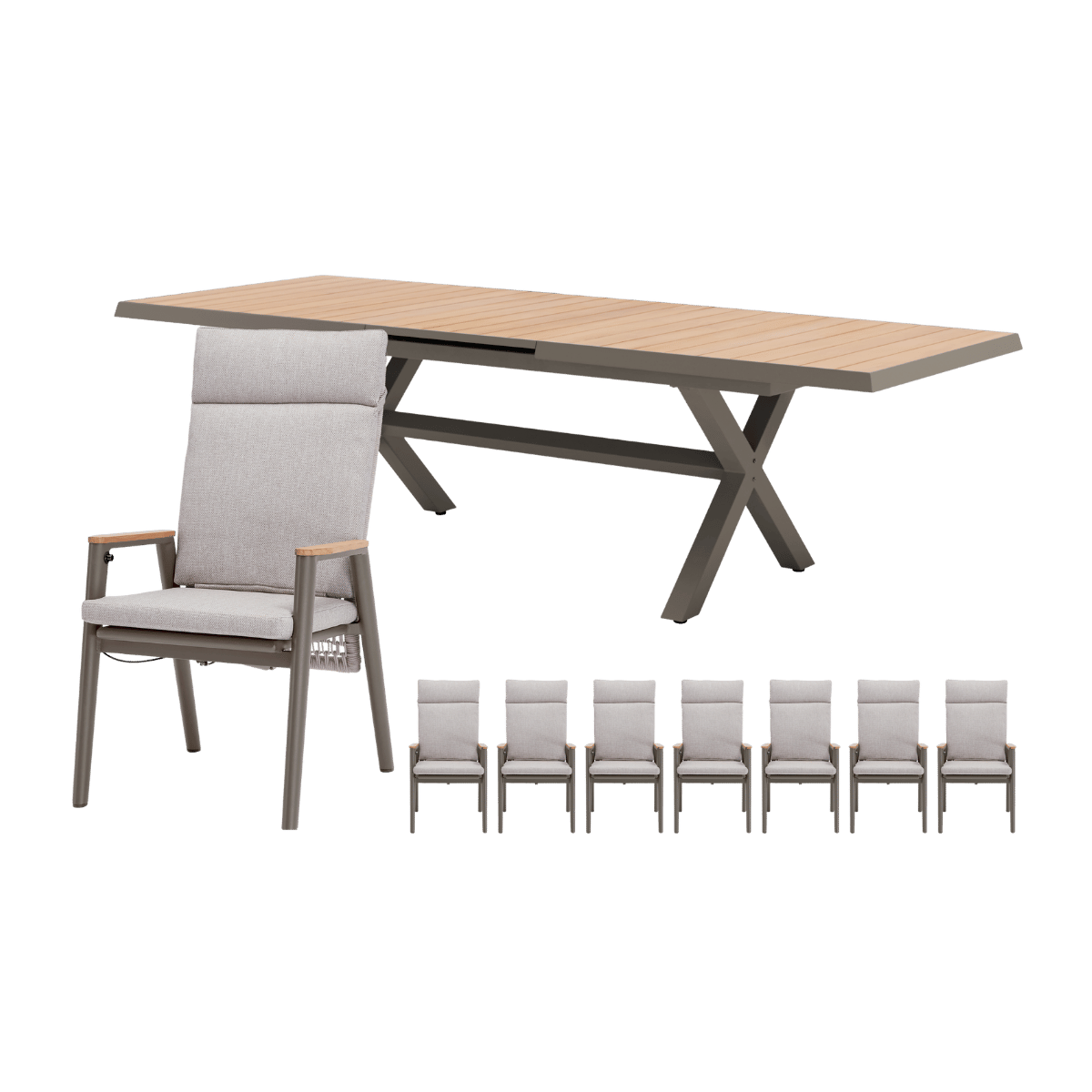 Royal Seasons Diningset 8-zits Portland Hoog Uitschuifbaar Espresso