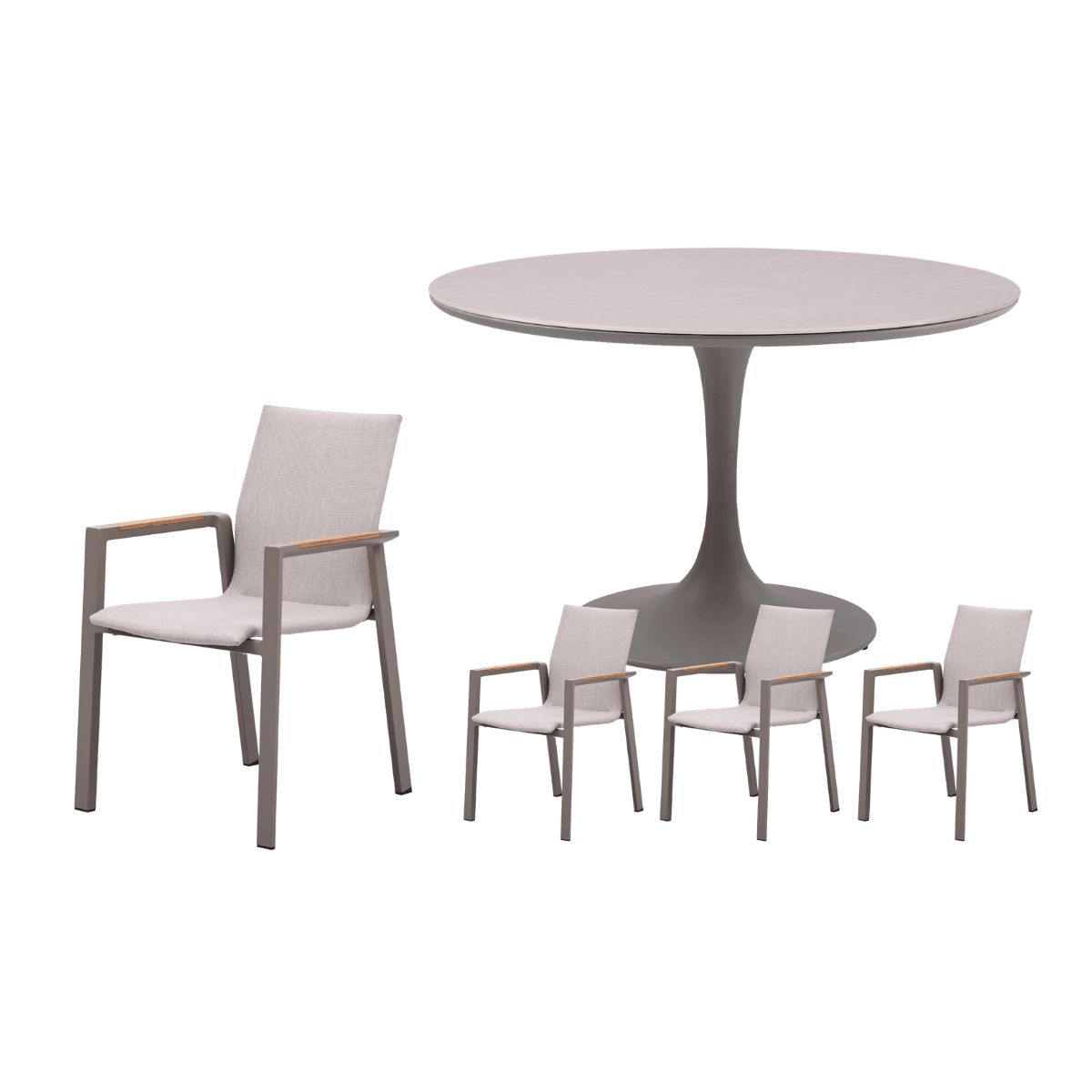 Royal Seasons Diningset 4-zits Solare Rond Espresso