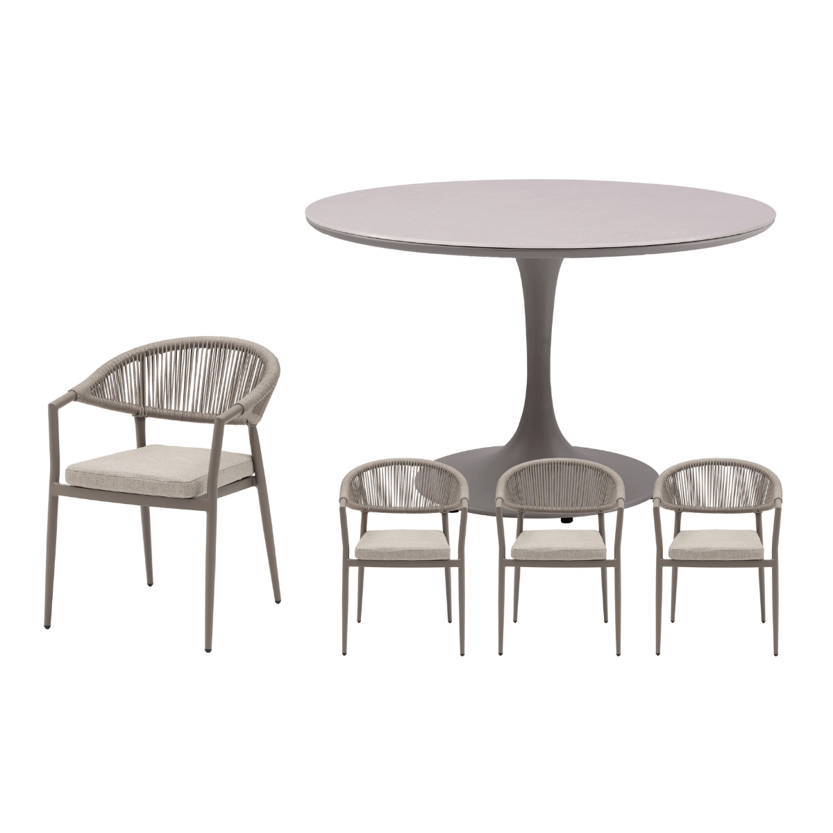 Royal Seasons Diningset 4-zits Bo Rond Espresso