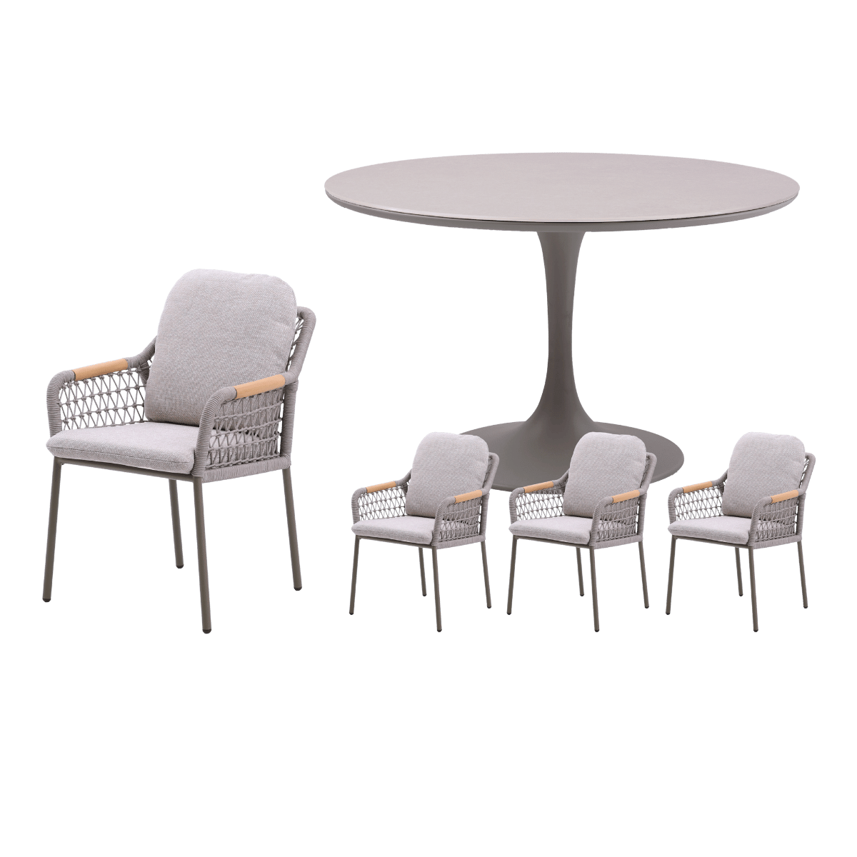 Royal Seasons Diningset 4-zits Bari Rond Espresso