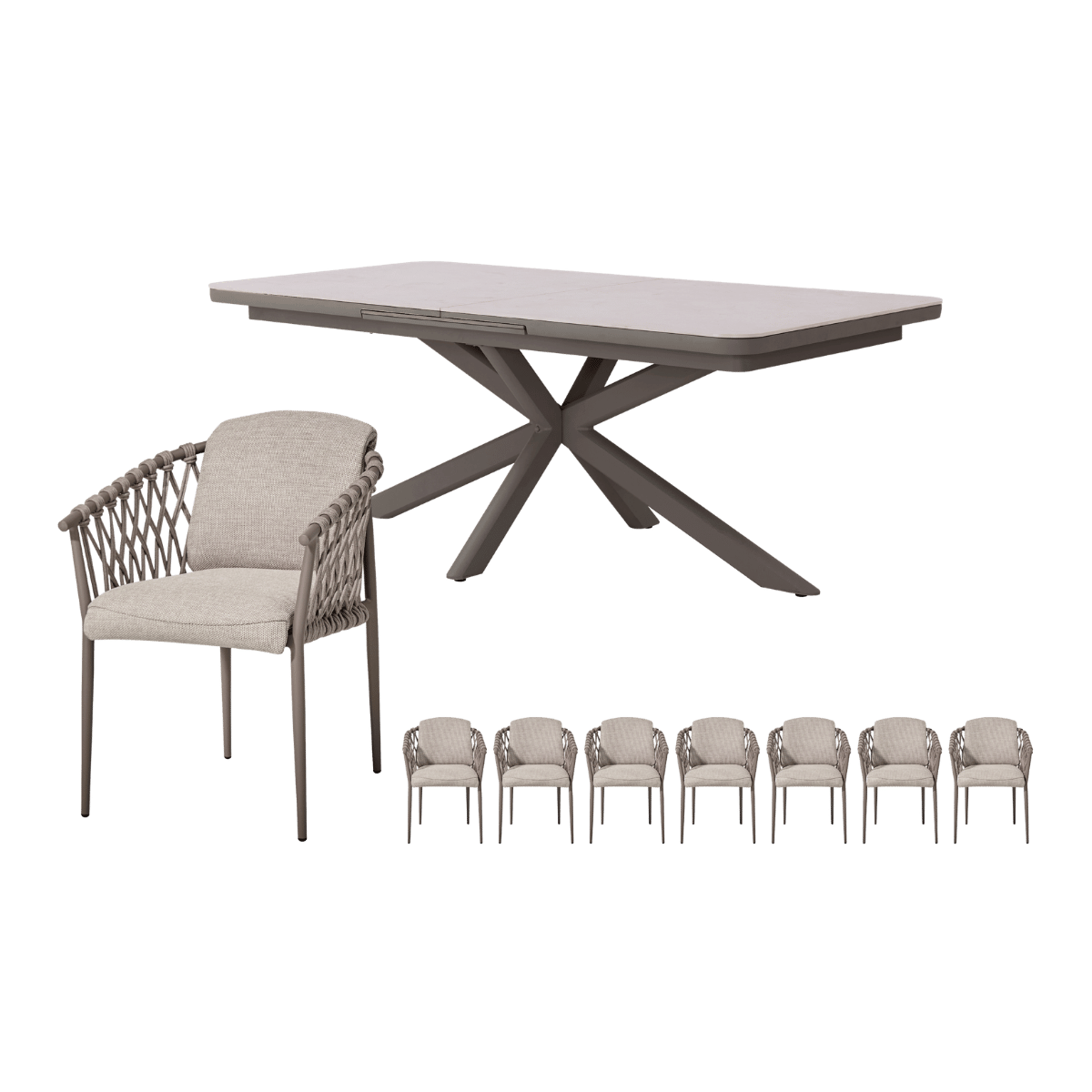 Royal Seasons Diningset 8-zits Miami Uitschuifbaar Espresso