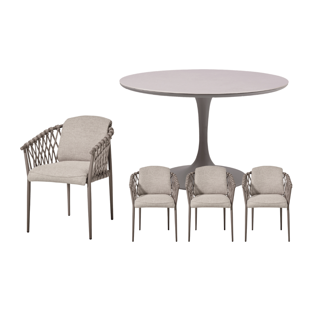 Royal Seasons Diningset 4-zits Miami Rond Espresso