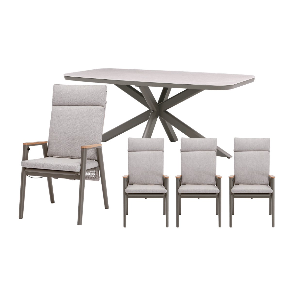 Royal Seasons Diningset 4-zits Portland Hoog Espresso
