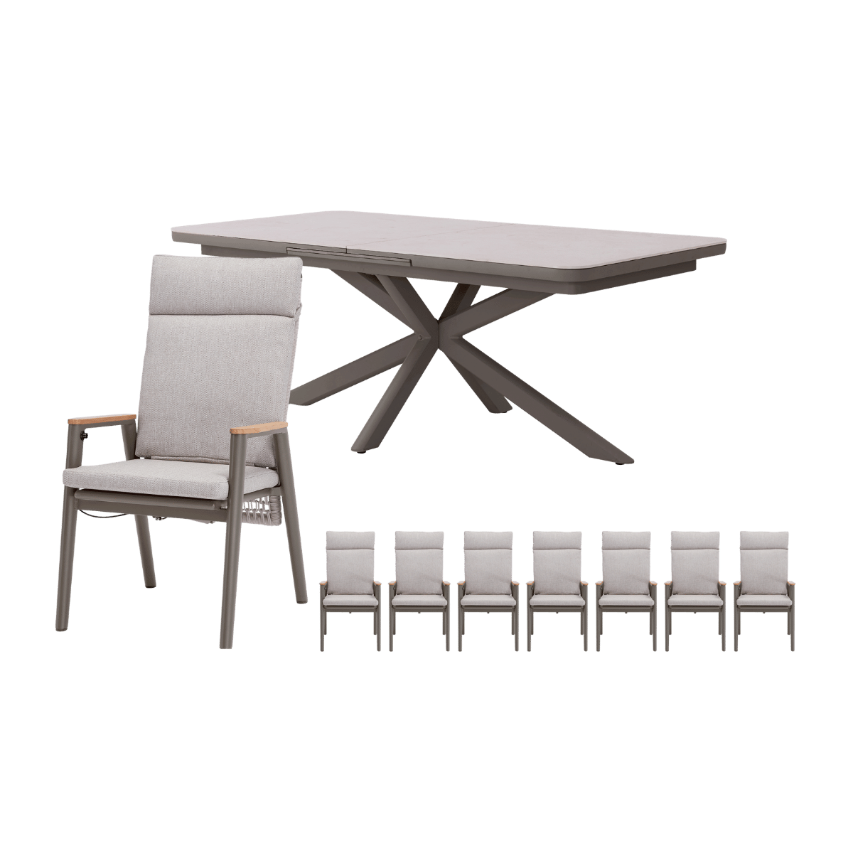 Royal Seasons Diningset 8-zits Portland Hoog Uitschuifbaar Espresso
