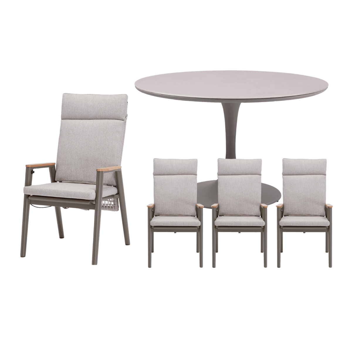 Royal Seasons Diningset 4-zits Portland Hoog Rond Espresso