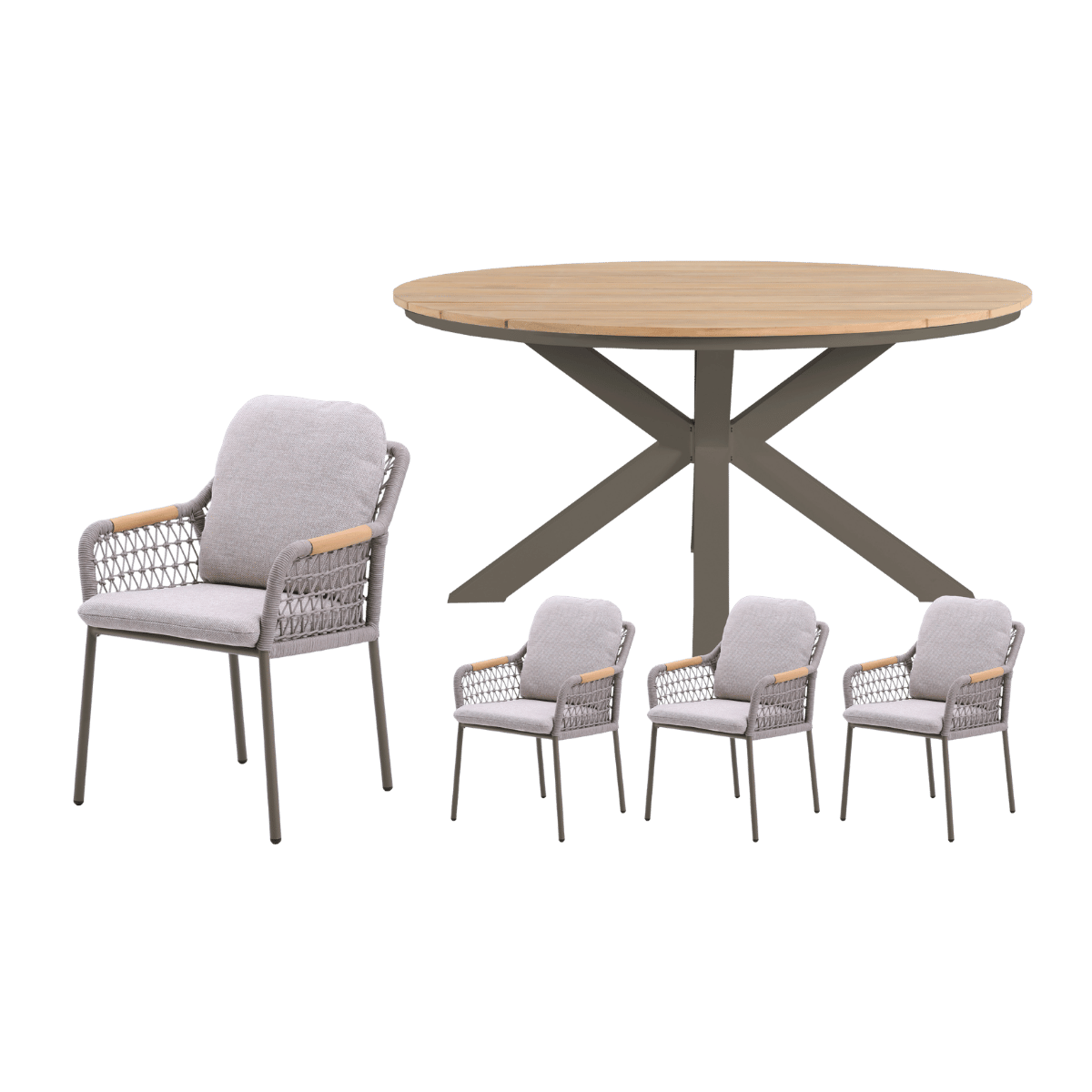 Royal Seasons Diningset 4-zits Bari Rond Espresso
