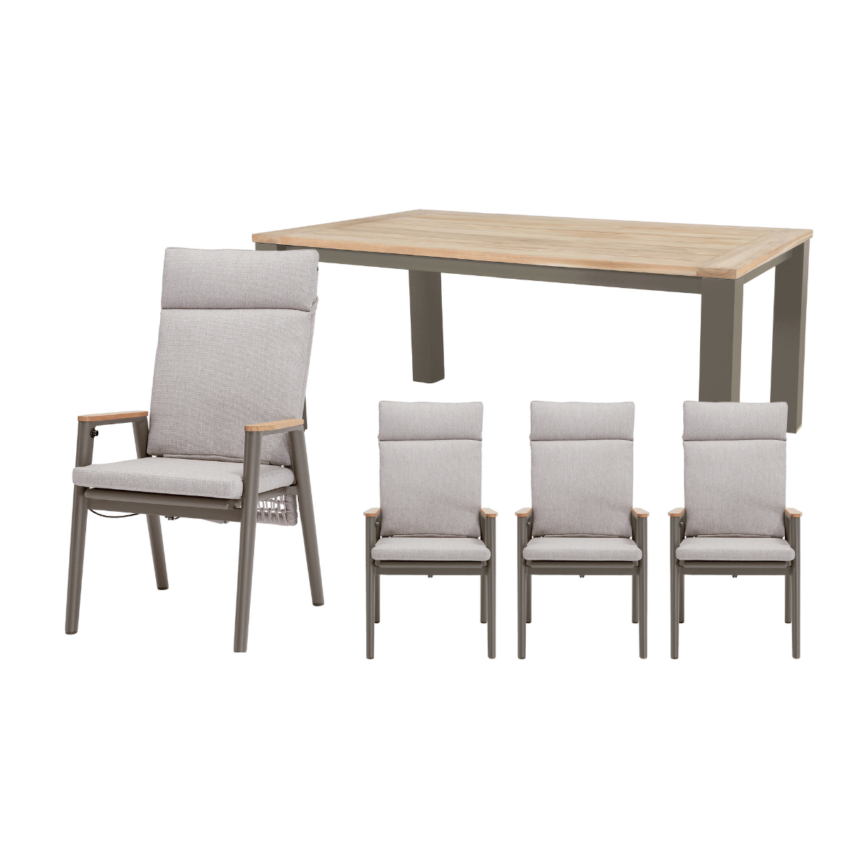 Royal Seasons Diningset 4-zits Portland Hoog Teak Espresso